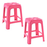 Conjunto 2 Banquetas Plástica Jardim Piscina Cozinha Rosa