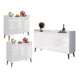 Conjunto 2 Buffet Delta 2 E 1 Buffet 4 Portas Branco