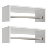 Conjunto 2 Cabideiro Arara De Roupa Closet 75cm Mdf White