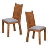 Conjunto 2 Cadeiras Nati Mdf Mel Tecido Linho Cinza Viero
