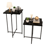 Conjunto 2 Mesinha Lateral Sala Alta Baixa Estilo Industrial