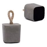 Conjunto 2 Pesos Quadrado Concreto Cimento Cinza Corda Sisal