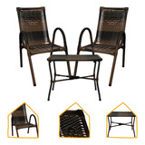 Conjunto 2 Poltronas Com Mesa De Centro Junco Area Varanda
