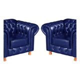 Conjunto 2 Poltronas Luis Xv Chesterfield Vintage Ed