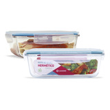 Conjunto 2 Potes Vidro Hermético Marmita Mantimentos 1040ml