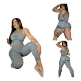 Conjunto 3 Pçs Roupa Academia Top Calça Shorts Empina Bumbum