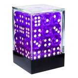 Conjunto 36 Dados Rpg Translucido D6 Central Roxo Escuro