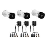 Conjunto 3x Vhl 1120b + 3 Balun Vb501p + 3 Fontes Cftv