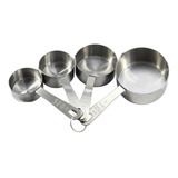 Conjunto 4 Copos Medidor Xícaras Aço Inox Medir Ingredientes