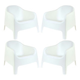 Conjunto 4 Poltronas Pretas Para Jardim E Piscina Skarpo