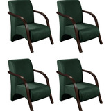 Conjunto 4 Poltronas Sevilha Braço Madeira Cadeira Bf