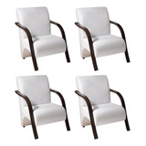 Conjunto 4 Poltronas Sevilha Braço Madeira Cadeira Hg