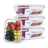 Conjunto 4 Potes Vidro Herméticos Tampa Plástico 370ml Cor Vermelho (qh)