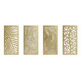Conjunto 4 Quadro Folhas Vazado Decorativo Escultura Parede