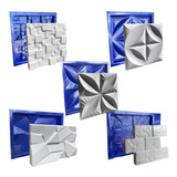 Conjunto 5 Formas 3d Gesso E Cimento Abs Azul - Lindíssimo 