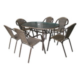 Conjunto 6 Cadeiras Jardim + Mesa Área Externa Alumínio Mor