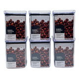 Conjunto 6 Potes Hermético 1l Empilhável C/ Tampa Cozinha