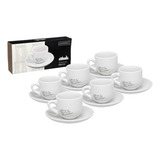 Conjunto 6 Xícaras De Café Com Pires Em Porcelana 90ml