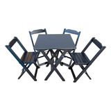 Conjunto 70x70 C/4 Cadeiras Versatil Bar Dobrável Preto