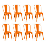 Conjunto 8 Cadeiras Tolix Iron - Design Estrutura Da Cadeira Laranja