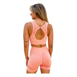 Conjunto Academia Short Cos Alto Levanta Bumbum Top Feminino