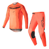 Conjunto Alpinestars Fluid Lurv 23 Laranja Trilha Motocross
