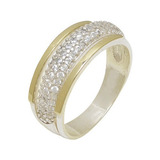 Conjunto Anel E Brinco Prata 925 Lily Com Aplique Ouro 14k