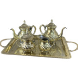 Conjunto Antigo Dourado Para Servir Chá Café 5 Peças