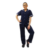 Conjunto Babá Copeira Limpeza - Oxford Azul Marinho