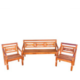 Conjunto Banco De Jardim Namoradeira Poltrona Madeira Peroba