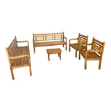 Conjunto Banco Poltrona Rústica Madeira Maciça Elegante 170m