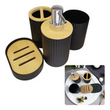 Conjunto Banheiro Porta Sabonete Líquido Escova C/ Bandeja 