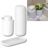 Conjunto Banheiro Premium Moderno Soft Porta Escova Sabonete