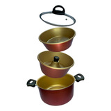 Conjunto Banho Maria Pudim Teflon Tvidro 3 Pçs Panela 3 Em 1