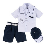Conjunto Batizado Marinheiro Curto Verão 2155 - Sem Cinto