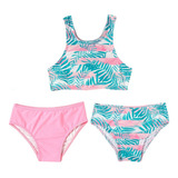 Conjunto Bebe Infantil Biquini Camiseta Praia Proteção Solar