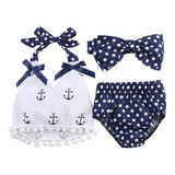 Conjunto Bebê Infantil Verão Fashion Kit 3 Peças Azul Pmg 