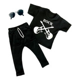 Conjunto Bebê Rock Menino Calça Saruel E Camiseta Infantil