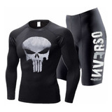 Conjunto Bermuda Ciclismo E Camisa Térmica Justiceiro Uv