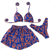 Conjunto Biquini Trikini Short 3 Peças Fio Duplo Moda Praia 