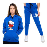Conjunto Blusa Moletom Desenho Cachorro Snoopy + Calça Top