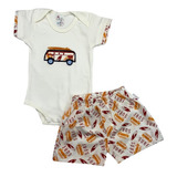 Conjunto Body E Shorts Estampado Bebê Praia Menino