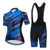 Conjunto Bretelle E Camisa Feminino Roupa De Gel Ciclismo