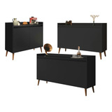 Conjunto Buffet Delta 2, 3 E 4 Portas Preto - Moveisaqui