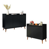 Conjunto Buffet Delta 2 E 3 Portas Preto - Moveisaqui