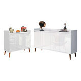 Conjunto Buffet Delta 2 E 4 Portas Branco - Moveisaqui