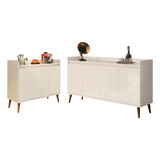 Conjunto Buffet Delta 2 E 4 Portas Off White - Moveisaqui