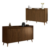 Conjunto Buffet Delta 3 E 4 Portas Malbec - Moveisaqui