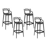 Conjunto C/4 Banqueta Allegra Alta Master Preta Cozinha Amer