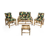 Conjunto Cadeiras Bambu C/mesa Prontas P/uso Linda Almofada